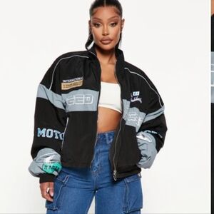 Fashion Nova Puffer Cropped Moto Jacket Size XL